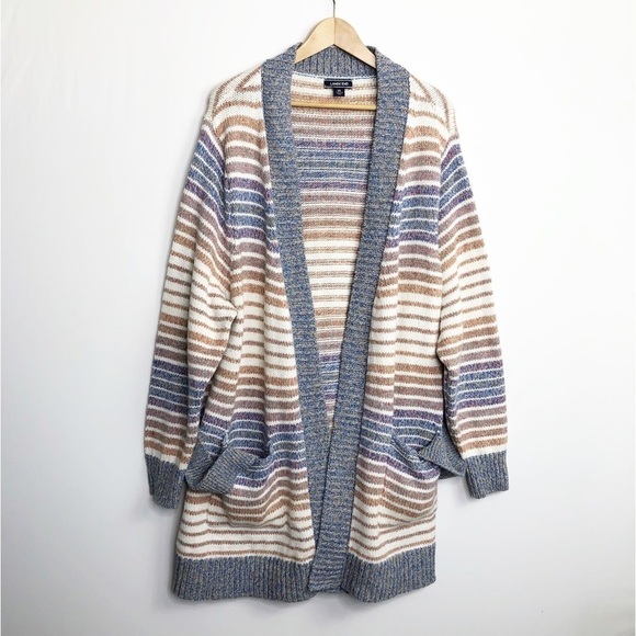 LAND’S End striped oversize duster cardigan - Picture 10 of 12